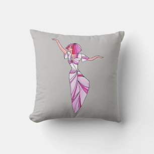 Almofada Dançarina rosa-escura com cabelo rosa