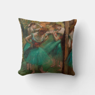 Almofada Dançarinos de balé rosa & verde Edgar Degas