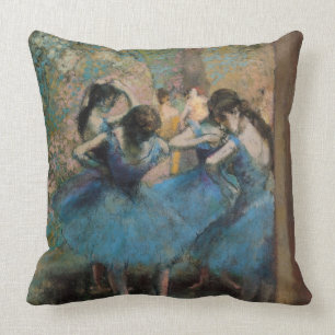 Almofada Dançarinos de Edgar Degas no azul, 1890