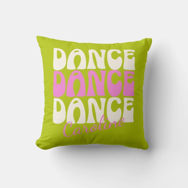 Almofada Dance Retro Typografia Rosa e Verde Personalizada (Frente)
