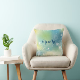 Almofada Dandeliões Brancos Turquesa Azul Elegante