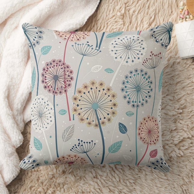 Almofada Dandelion Whimsical - Vermelho, Amarelo, Branco e  (Cobertor)
