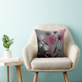 Almofada Dandelions Rosa, Brancas e Pretas