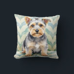 Almofada Dandie Dinmont Terrier Watercolor Scallop Layer<br><div class="desc">A delightful Dandie Dinmont Terrier portrait in a soft watercolor style with a classic scalloped background. This design captures charm,  softness,  and a cozy aesthetic—perfect for dog lovers and elegant decor.</div>