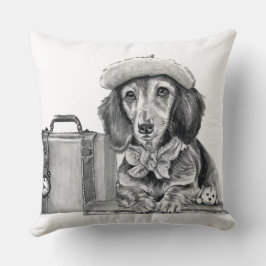 Almofada Dapper dachshund pronto para aventura