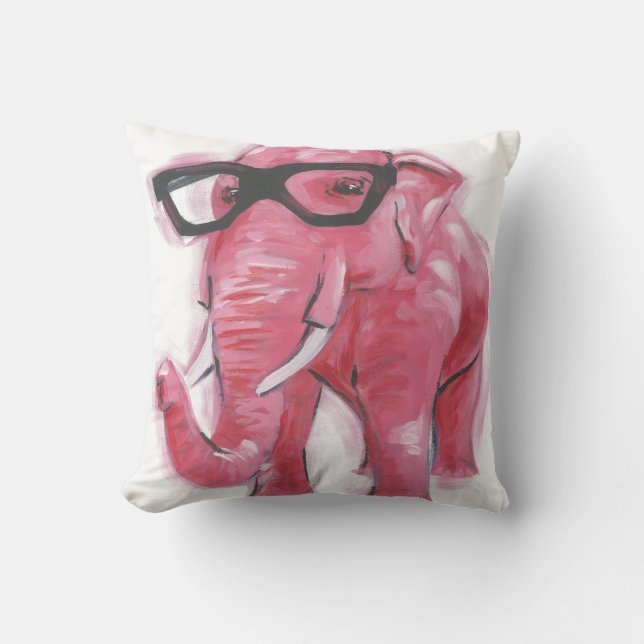 Almofada Dapper | Elefante Rosa Em Óculos (Frente)