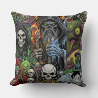 Almofada Dark Fantasy Horror Collage Throw Pillow | Sorcere