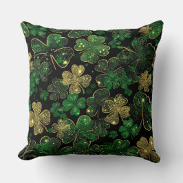 ALMOFADA DARK GREEN & GOLD IRISH THEMED GLITTER LOOK 