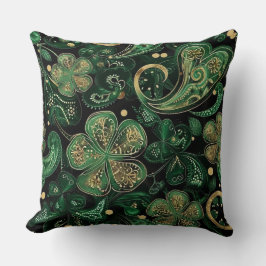 ALMOFADA DARK GREEN & GOLD IRISH THEMED GLITTER LOOK 