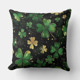 ALMOFADA DARK GREEN & GOLD IRISH THEMED GLITTER LOOK 