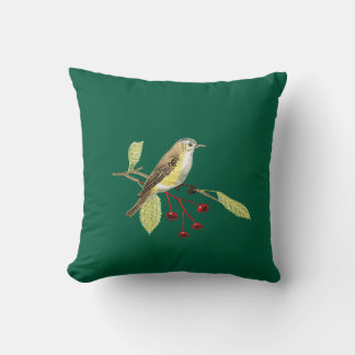 Almofada Dark green imitation embroidered bird throw pillow