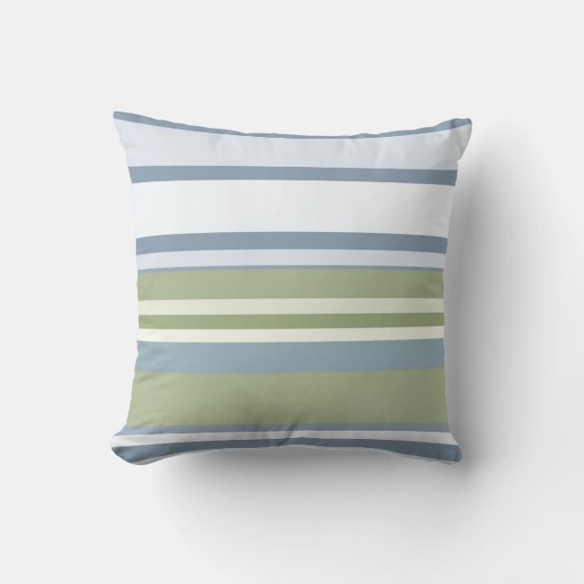 Almofada Dark Pastel Blue and Spring Rain Stripes (Frente)
