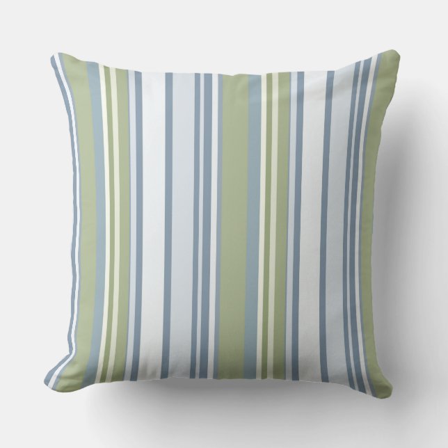 Almofada Dark Pastel Blue and Spring Rain Stripes (Frente)