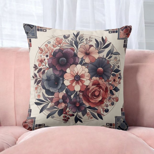 Almofada Dark Romance Boho Watercolor Floral Primavera Summ (Criador carregado)