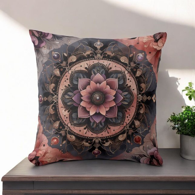 Almofada Dark Romance Boho Watercolor Floral Primavera Summ (Criador carregado)