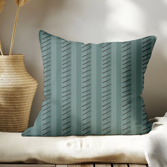 Almofada Dark Slate Green Modern Boho Stripes (Criador carregado)