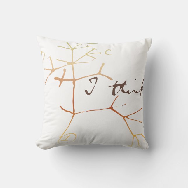 Almofada Darwin, eu penso a árvore da vida (Frente)