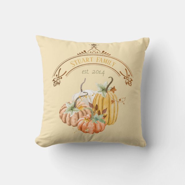 Almofada de Abóbora Amarela Butternut Outono (Frente)