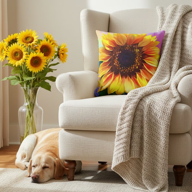 Almofada de Acabamento Girassol Vibrante (Sunflower pillow for your home!)