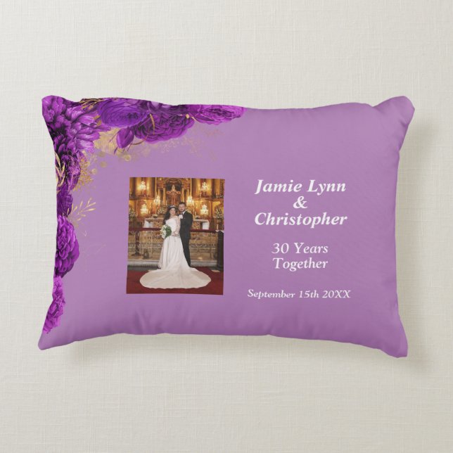 Almofada de Acento de Aniversário de Casamento Flo (Verso)