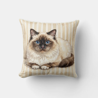 Almofada de acento de gato Birman em aquarela