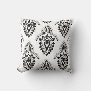 Almofada de Acento-Preto/Branco Damask