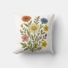 Almofada de algodão com estampa de flor silvestre 