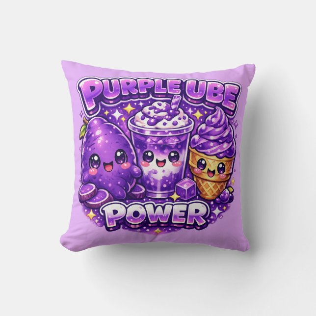Almofada de Almofada Kawaii Poder Ube Roxo (Frente)