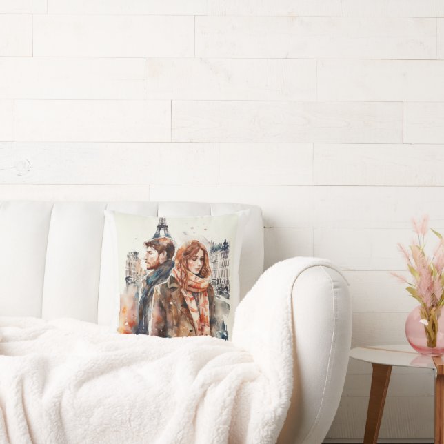 Almofada de Amour em Paris Aguarela (Sofá)