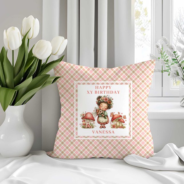 Almofada de Aniversário de 6 anos da Fada Whimsy B (Whimsy Blush Fairy 6th Birthday Throw Pillow)