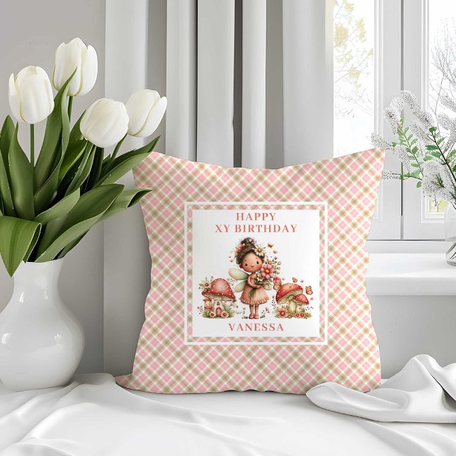 Almofada de Aniversário de 8 Anos da Fada Rosa Mág (Magical Pink Fairy 8th Birthday Throw Pillow)