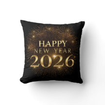 almofada de ano novo confete dourado preto 2026