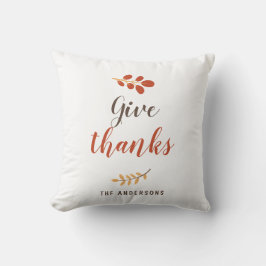 Almofada Dê aos Obrigados Script de Ação de Graças outono S