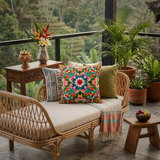 Almofada de Arremesso Abstrato de Folclore Mexican (Criador carregado)