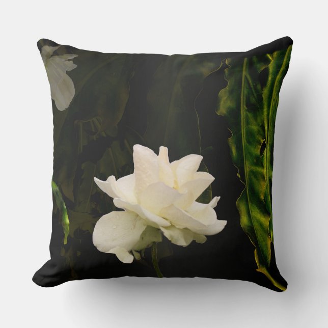 Almofada de Arremesso Chic Flor de Rosa Branca (Frente)