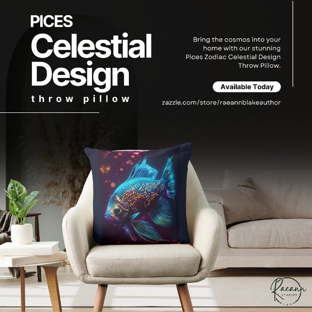 Almofada de Arremesso com Design Celestial de Peix (Criador carregado)