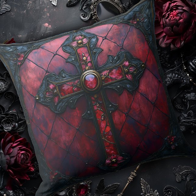 Almofada de Arremesso com Design Vermelho e Preto  (Criador carregado)