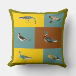 Almofada de Arremesso com Ilustração de Aves Aquát