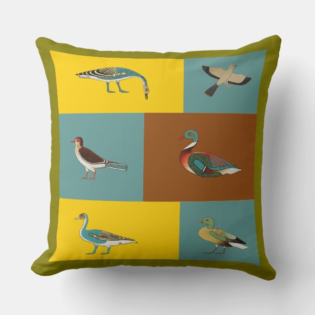 Almofada de Arremesso com Ilustração de Aves Aquát (Frente)