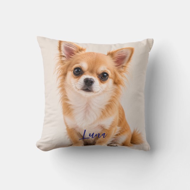 Almofada de Arremesso com Imagem e Nome de Cachorr (Frente)