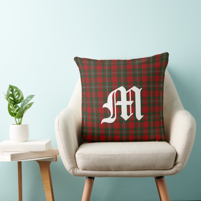Almofada de Arremesso com Monograma Xadrez Tartan  (Cadeira)