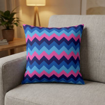 Almofada de Arremesso com Padrão Chevron Rosa Azul