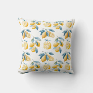 Almofada de Arremesso com Padrão de Limão Azul do