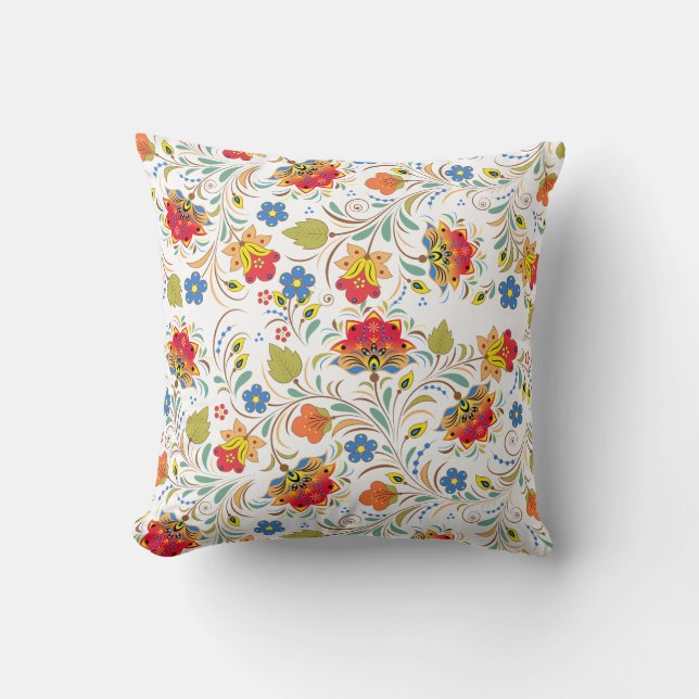 Almofada de Arremesso com Padrão de Tapeçaria Flor (Frente)