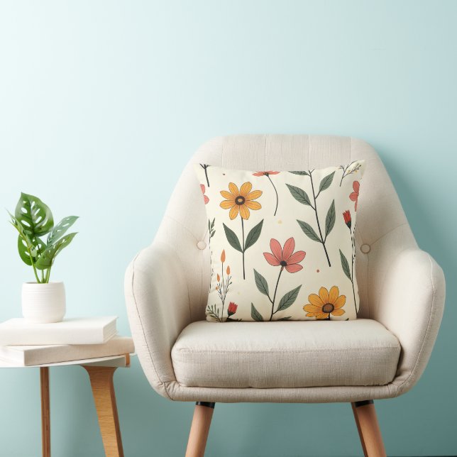 Almofada de Arremesso com Padrão Floral em Pastel  (Cadeira)
