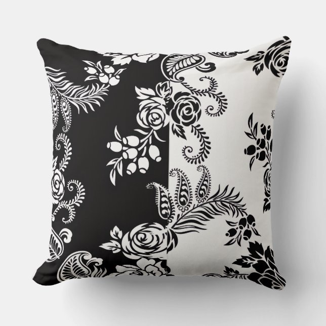 Almofada de Arremesso com Padrão Floral Monocromát (Frente)