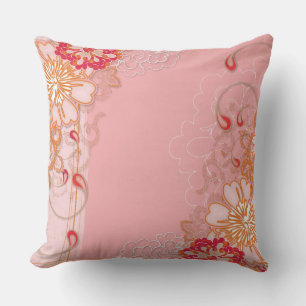 Almofada de Arremesso com Padrão Floral Rosa Verme