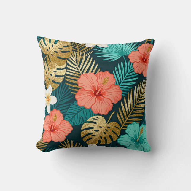 Almofada de Arremesso com Padrão Floral Tropical (Frente)