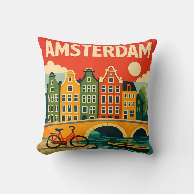 Almofada de Arremesso de Amsterdam Casas do Canal (Frente)