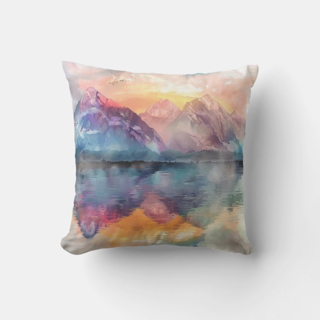 Almofada de Arremesso de Aquarela – Reflexo da Mon (Frente)
